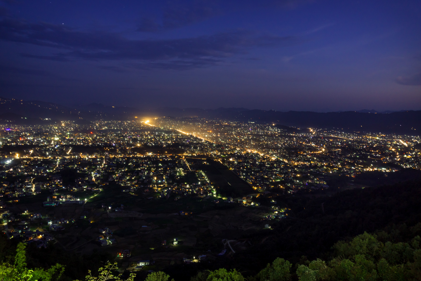 Night view of Pokhara city